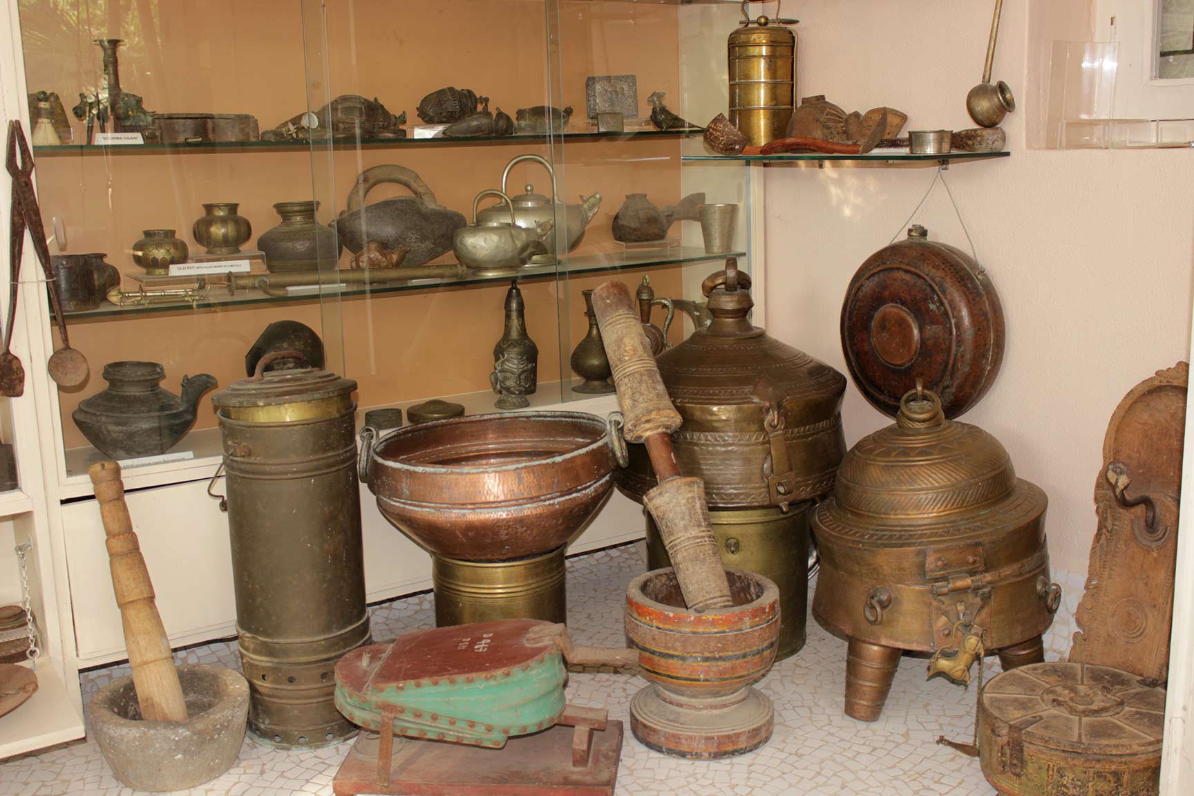 A display of local and rural utensils at Dr. Naik's museum