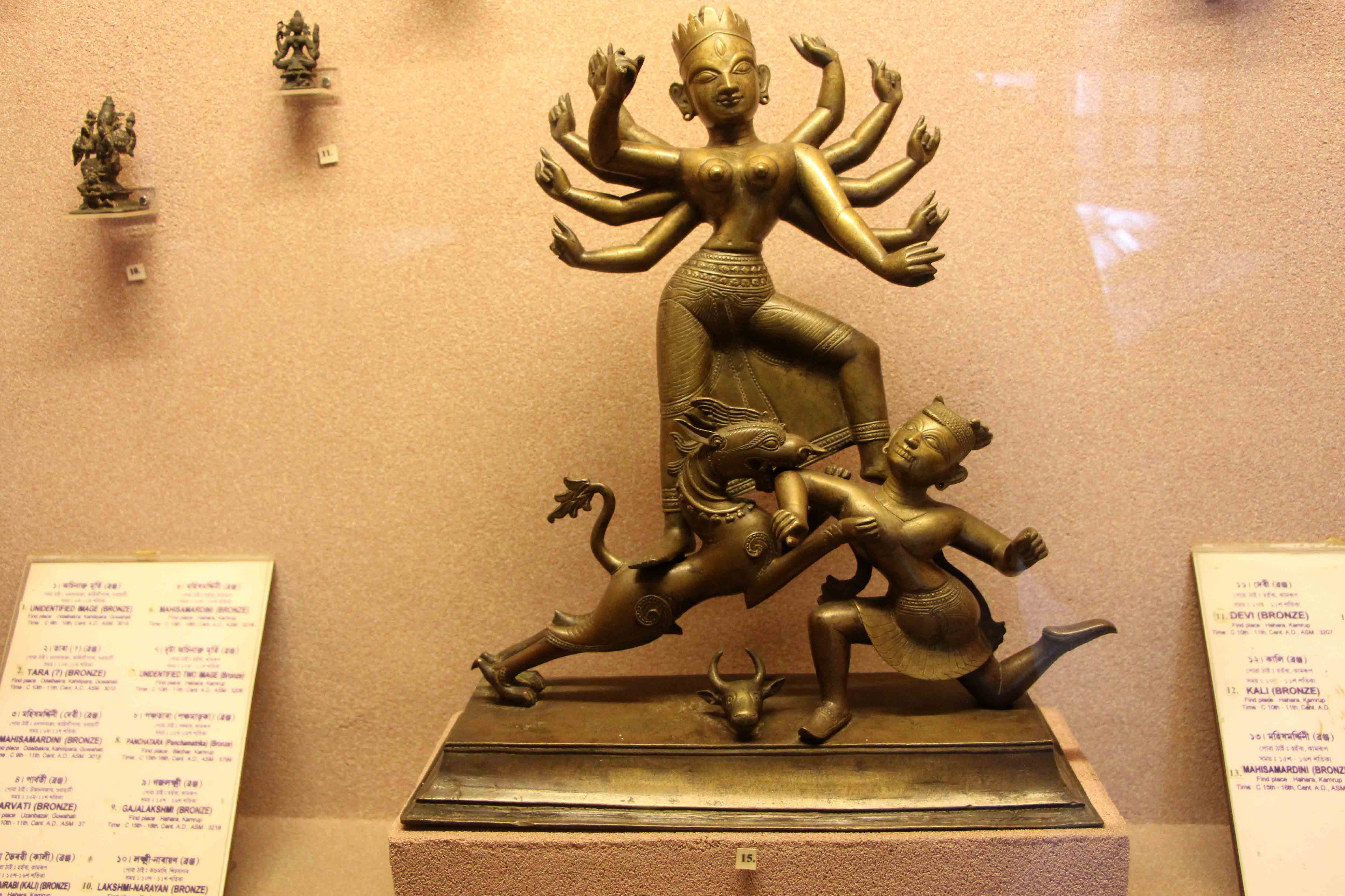 A statue of Goddess Durga in bronze